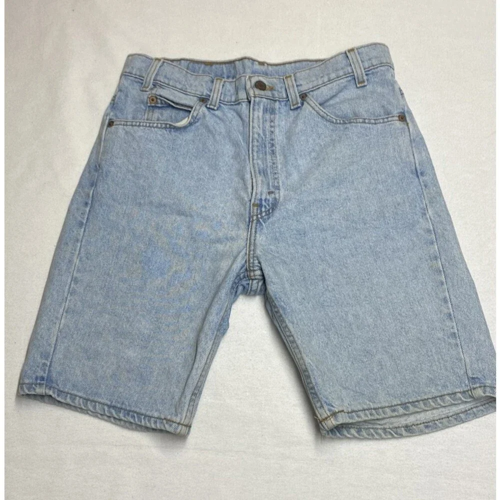 Levi Strauss 505 Denim Light Wash Jean Shorts Mens 32 Waist Orange Tab 1995 USA